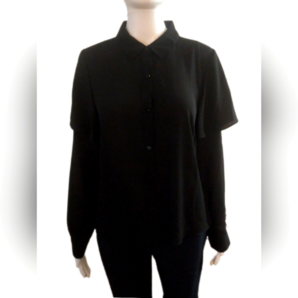 Nicole Miller Sheer Long Sleeve Blouse